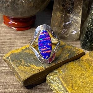 Sterling Silver Blue Opal Ring